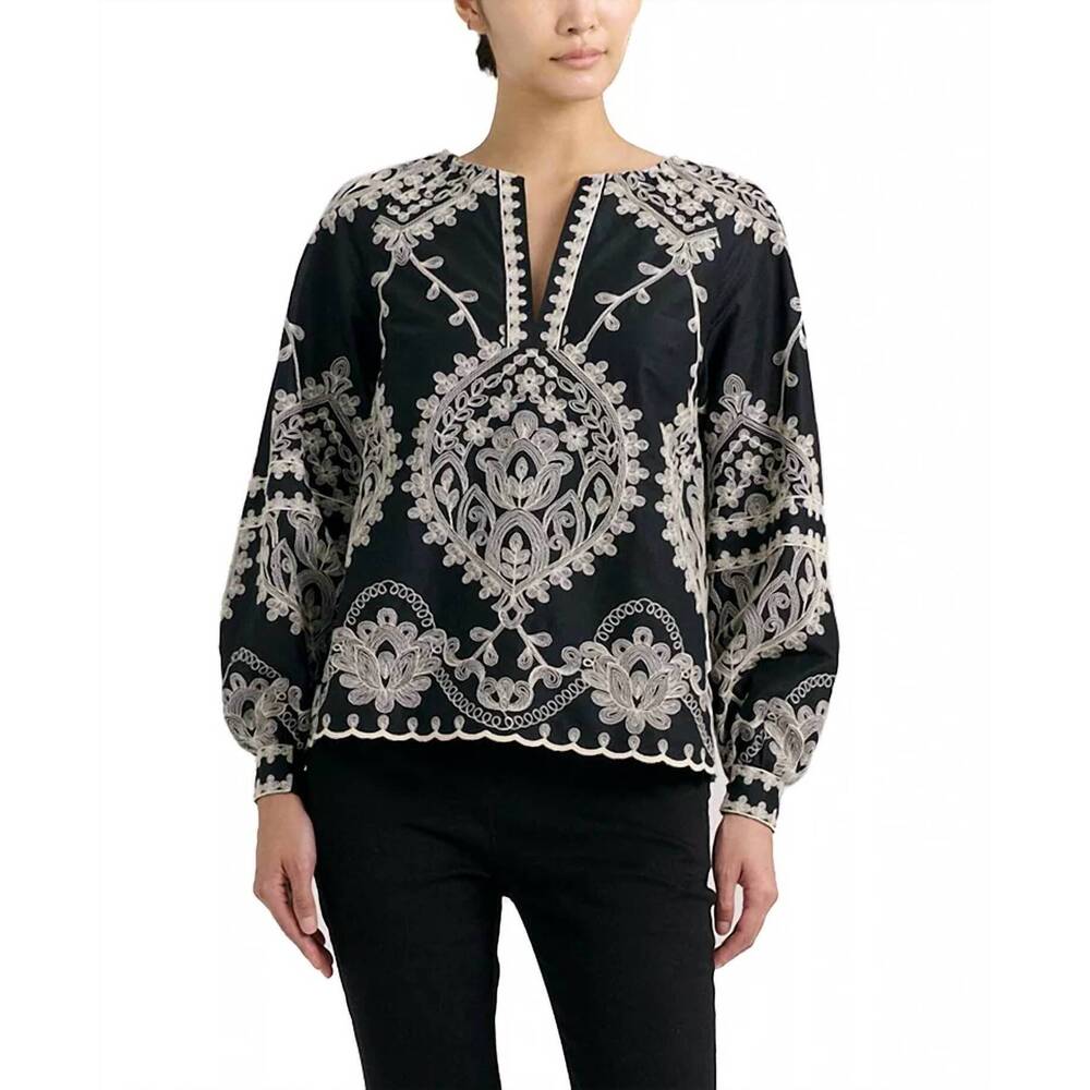NEW CARTOLINA NANTUCKET ynez v-neck top in black